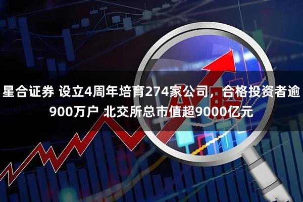 星合证券 设立4周年培育274家公司，合格投资者逾900万户 北交所总市值超9000亿元