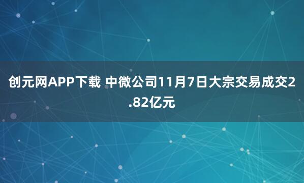 创元网APP下载 中微公司11月7日大宗交易成交2.82亿元